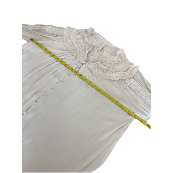 MNG MANGO BLOUSE RUFFLED SZ S LONG SLEEVE FLOWY ELASTIC CUFFS SOPHISTICATED Chic - Picture 7 of 16